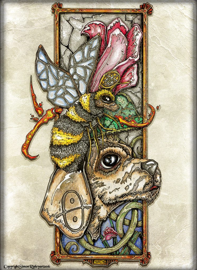 For the love of Bees and Dogs ©Simonripleyart 2016